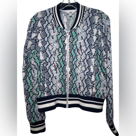 Jack by BB Dakota Jackets & Blazers - Jack by BB Dakota Blue and Green Snake Print Bomber Jacket Small
